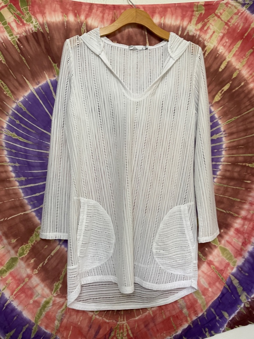 Prana White Lightweight Crochet Hooded Swim Cover-Up - Picture 8 of 8